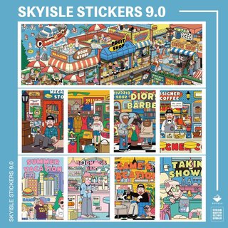 SKYISLE Sky Island 9.0 mini Meiman Street Hoạt Hình Street View Mini Cảnh Quan Miếng Dán Giải Nén Đồ Chơi Đặc Biệt Dầu Dao Khuôn Miếng Dán