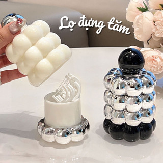 Lọ Đựng Tăm Nắp Mạ Bạc Sang Trọng, Hộp Đựng Tăm Bông Nhựa Cao Cấp Decor Bàn Ăn, Phòng Khách