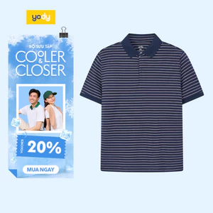 Áo polo nam regular YODY họa tiết kẻ ngang vải pique cotton MCPO25A375