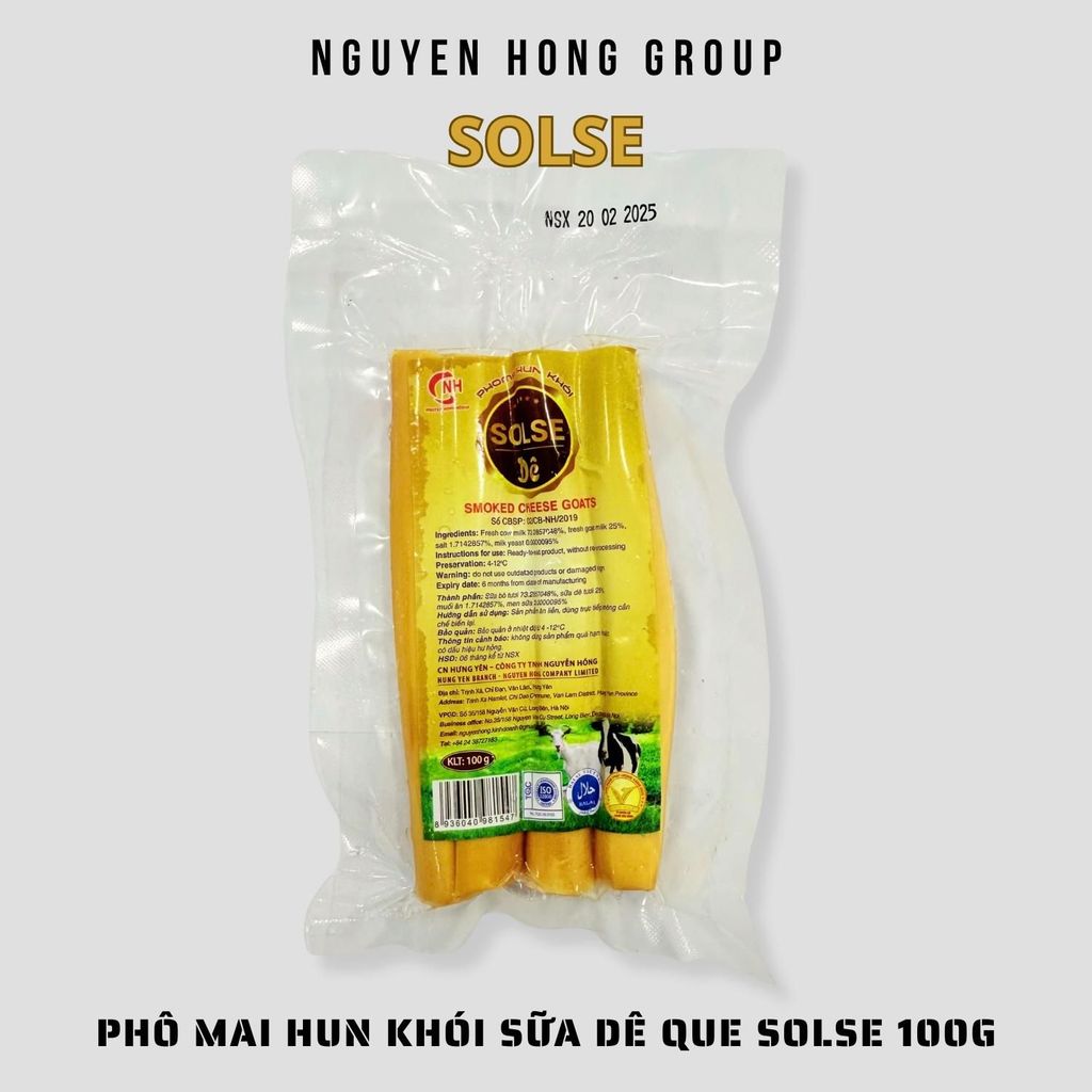 Phô mai hun khói mặn sữa dê que SOLSE 100g phomai ăn vặt xé sợi cheeze