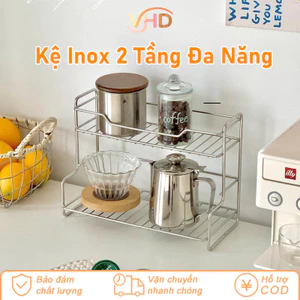 Kệ Để Đồ Đa Năng 2 Tầng Bằng Inox - Đựng Gia Vị & Dụng Cụ Bếp, Thiết Kế Thoáng, Dễ Lau Chùi, Giúp Gian Bếp Ngăn Nắp