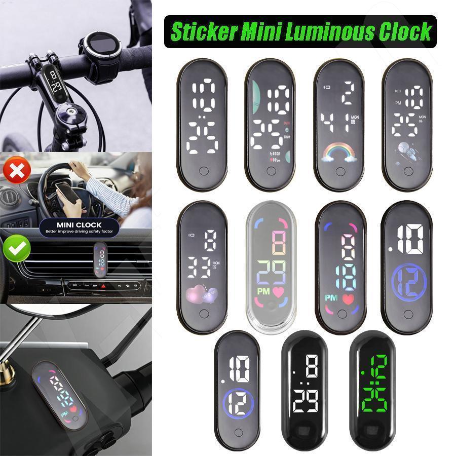 Nhãn dán Đồng hồ phát sáng Mini Đồng hồ kỹ thuật số nhỏ Đồng hồ phát sáng chống nước cho bảng điều khiển ô tô pomervn