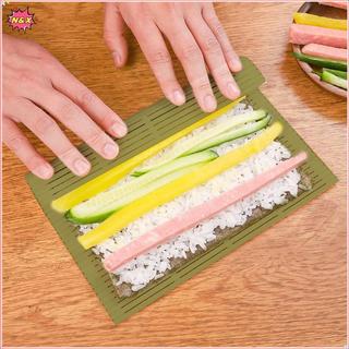 Dụng cụ làm sushi DIY: thảm cuộn nhựa xanh, mái chèo onigiri, máy sushi, bộ nhà bếp N & X