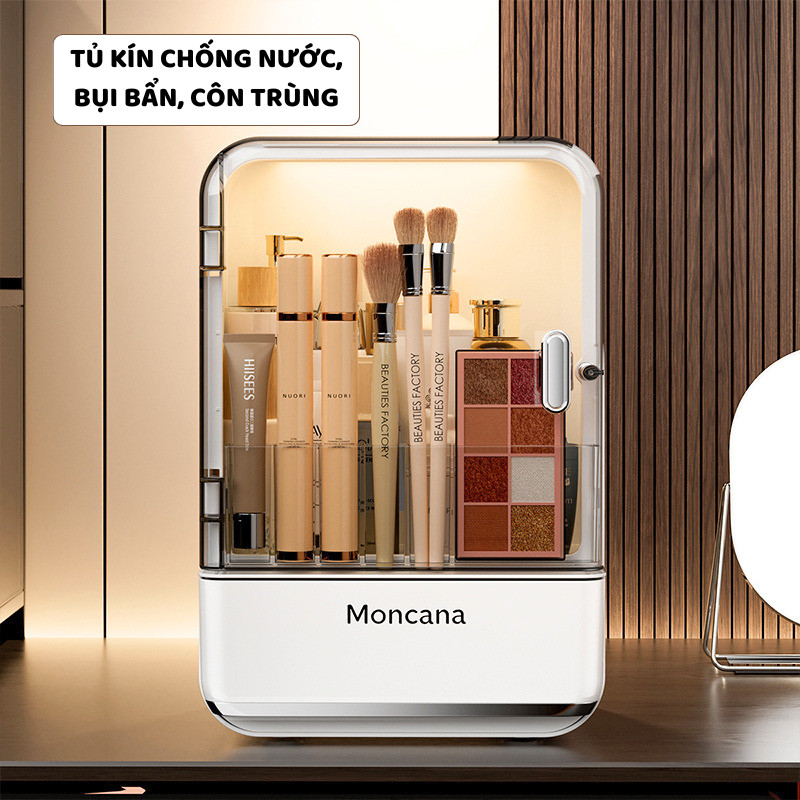 Tủ Kệ Cửa Trong Suốt Đựng Mỹ Phẩm ENODA HOME, Hộp Trong Suốt Đựng Đồ Makeup Trang Điểm 2 Ngăn Để Bàn R820