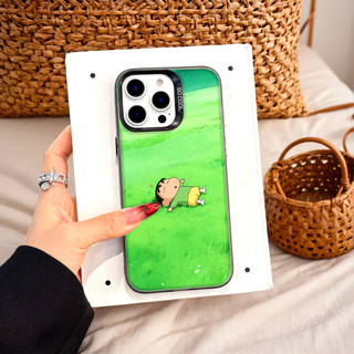 Ốp Lưng Iphone Phim hoạt hình thời trang Cho Iphone 7 xs xr 11 12 13 14 15 16 Pro Max Plus Crayon Shin-chan relax grass