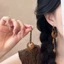 Mặt dây chuyền bông tai bất đối xứng phong cách dân tộc Trung Quốc, đính hạt, thanh lịch và sang trọng