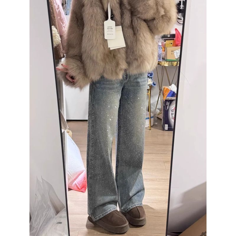 Quần jeans nữ kim cương Gypsophila - Mùa xuân 2026, thiết kế eo cao và ống rộng