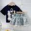 AWNGD Bé Gái Quần Short Denim, Thiết Kế Nơ Quần Short Mùa Hè Nhiều Lớp, Thắt Lưng Co Giãn Viền Ren Thời Trang Nữ Thanh Lịch Tầng Váy Phong Cách Hàn Quốc