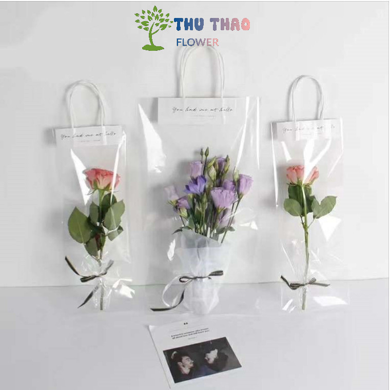 [HỎA TỐC HCM] Túi kính trong suốt (10 CÁI) túi nilong đựng quà tặng dày dặn, đựng hoa sáp hoa kẽm nhung  ANGIHOME