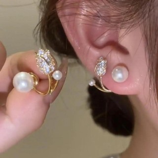 Bông tai hoa tulip pha lê thiết kế Hàn Quốc sang trọng cho tiệc và quà tặng Giáng sinh