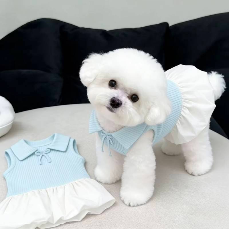 【Ready Stock】 Pet Dog Cat Polo Collar Dress Summer Thin Small Dog Bichon Maltese York Summer Clothes q5cR