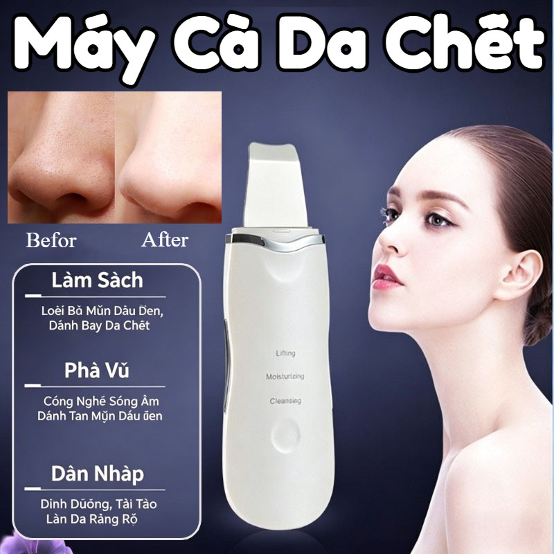 Máy Cà Da Chết Ultrasonic Shovel Cao Cấp,Nặn Mụn đầu đen,Dùng Cho Spa,tmv,cá Nhân,Nhỏ Gọn, Dễ Mang Theo