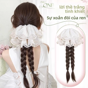 Tóc Giả Bím Ren Đôi Xoắn Dài - Đuôi Ngựa Thấp Kẹp