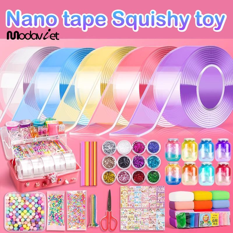 [modavietnamshop] Đồ chơi DIY Pinch Toy, băng keo Nano hai mặt tái sử dụng, màu sắc đẹp, độ bền cao, có thể thổi bong bóng