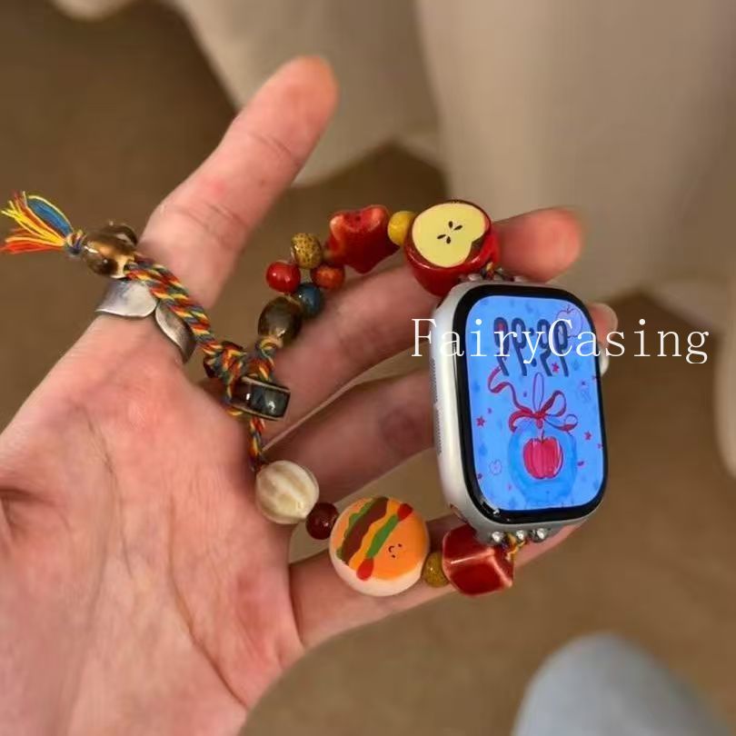 Dệt Hạt Gốm Dây Đeo Cho Apple Watch Series 11 10 9 8 7 6 5 40 41 38 42 44 45 46mm Vòng Tay Cho iWatch 10 9 8 7 6