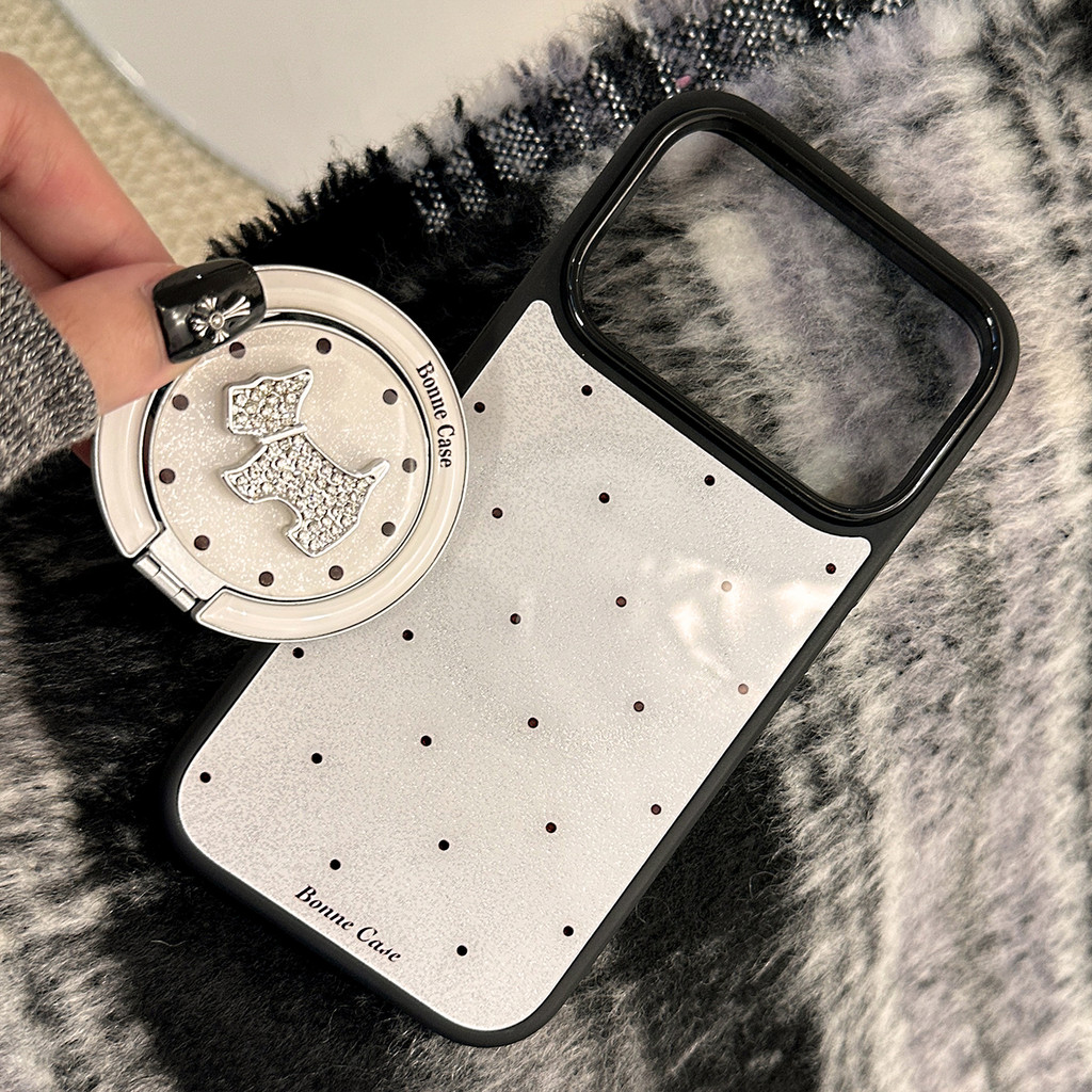 Họa tiết chú chó con chạm khắc kim cương phù hợp cho vỏ điện thoại Apple từ tính iPhone 17 Pro Max 17 16 15 14 13 12.