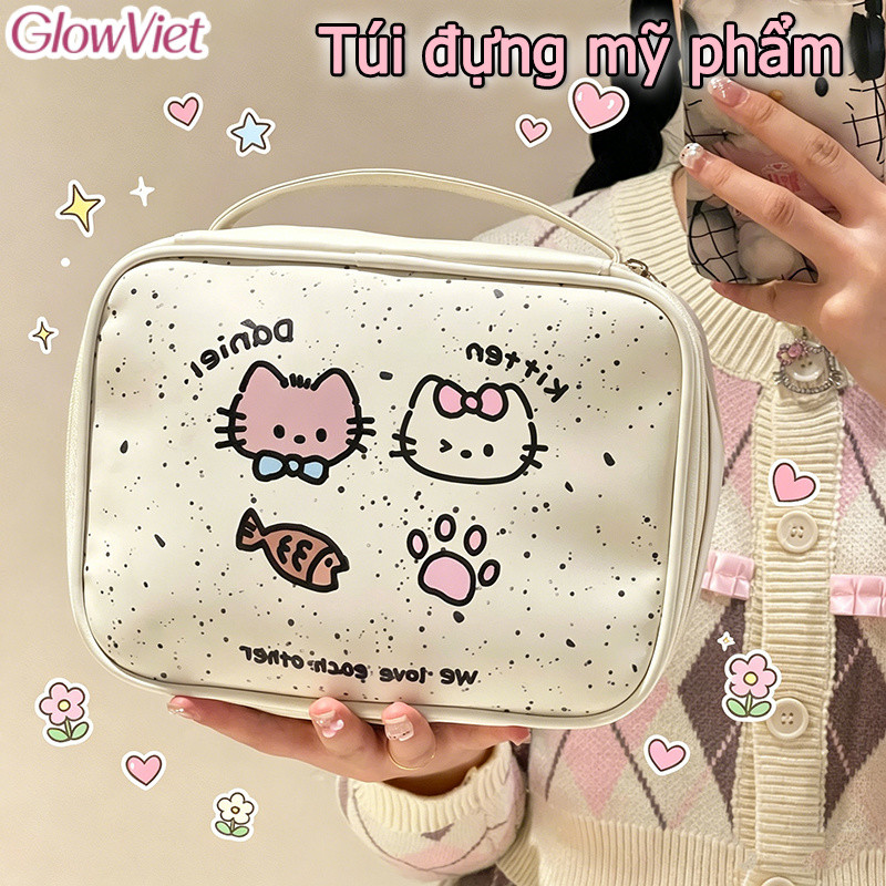 Túi Đựng Mỹ Phẩm Mèo Dễ Thương,Hộp đựng mỹ phẩm,Chia Nhiều Ngăn Chống Thấm Nước,Dung Tích Lớn