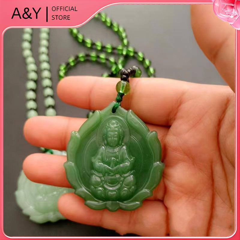 A & Y Mặt Dây Chuyền Ngoc Bích Hình Phật Quán Âm, Phong Cách Trung Hoa, Món Quà May Mắn