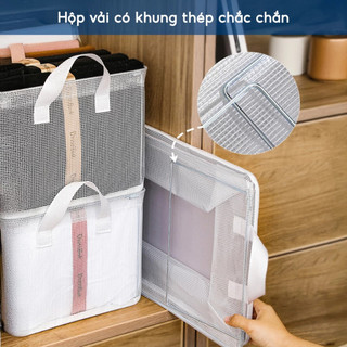Hộp Đựng Quần Áo Khung Thép Trong Suốt Chắc Chắn, Túi Vải Đựng Đồ Sắp Xếp Gọn Gàng Giỏ Quần Áo