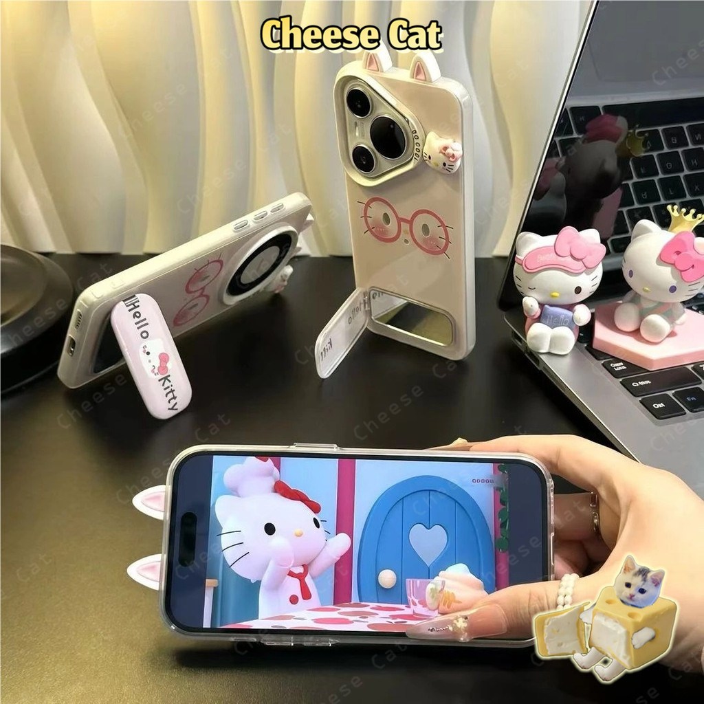Dễ Thương Daze Kitty Hồng Khung Tai Mèo Ốp Lưng Điện Thoại iPhone 16 15 14 13 12 11 17 Pro Max Xs Max XR 16E 7Plus
