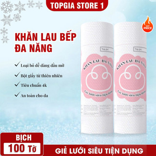 Khăn Lau Bếp Đa Năng Cuộn 100 tờ Top Gia Siêu Dai Có Thể Giặt Tái Sử Dụng TopGia Store1