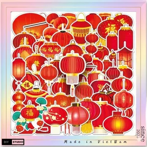 BỘ STICKER LỒNG ĐÈN BÍNH NGỌ - MAY MẮN, TÀI LỘC - DECAL CHỐNG NƯỚC TRANG TRÍ CAO CẤP