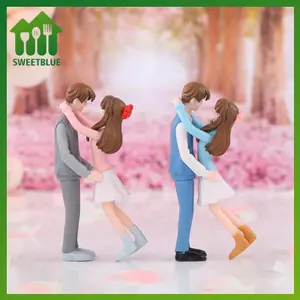 SWEET 1 Cặp Hoạt Hình Lãng Mạn Ngọt Ngào Cặp Đôi Tượng Nhỏ Vườn Micro Phong Cảnh Mặt Dây Chuyền Tự Làm Nhựa Thủ Công Sân Vườn Cảnh Trang Trí n