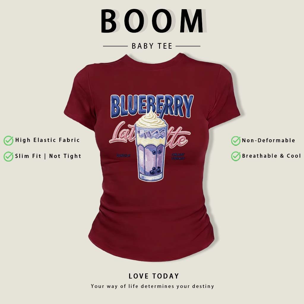 BOOM Áo thêu Baby Tee Nữ Cotton Ôm Body-Áo Thun Ngắn Tay Y2K In Hình PhongCách Mùa Hè, Cổ Tròn Hàng Đầucách hàn phong 08