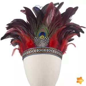 Vương miện lông vũ thời trang có dây đeo, phù hợp Halloween và cosplay