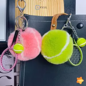 Móc Khóa Quần Vợt Dễ Thương Sang Trọng Bóng Học Mặt Dây Chuyền Treo Đồ Trang Trí Cho Bé Gái Quà Tặng Phụ Kiện Chìa Khóa Móc Khóa Lông Thú Tennis Móc Khóa Mới