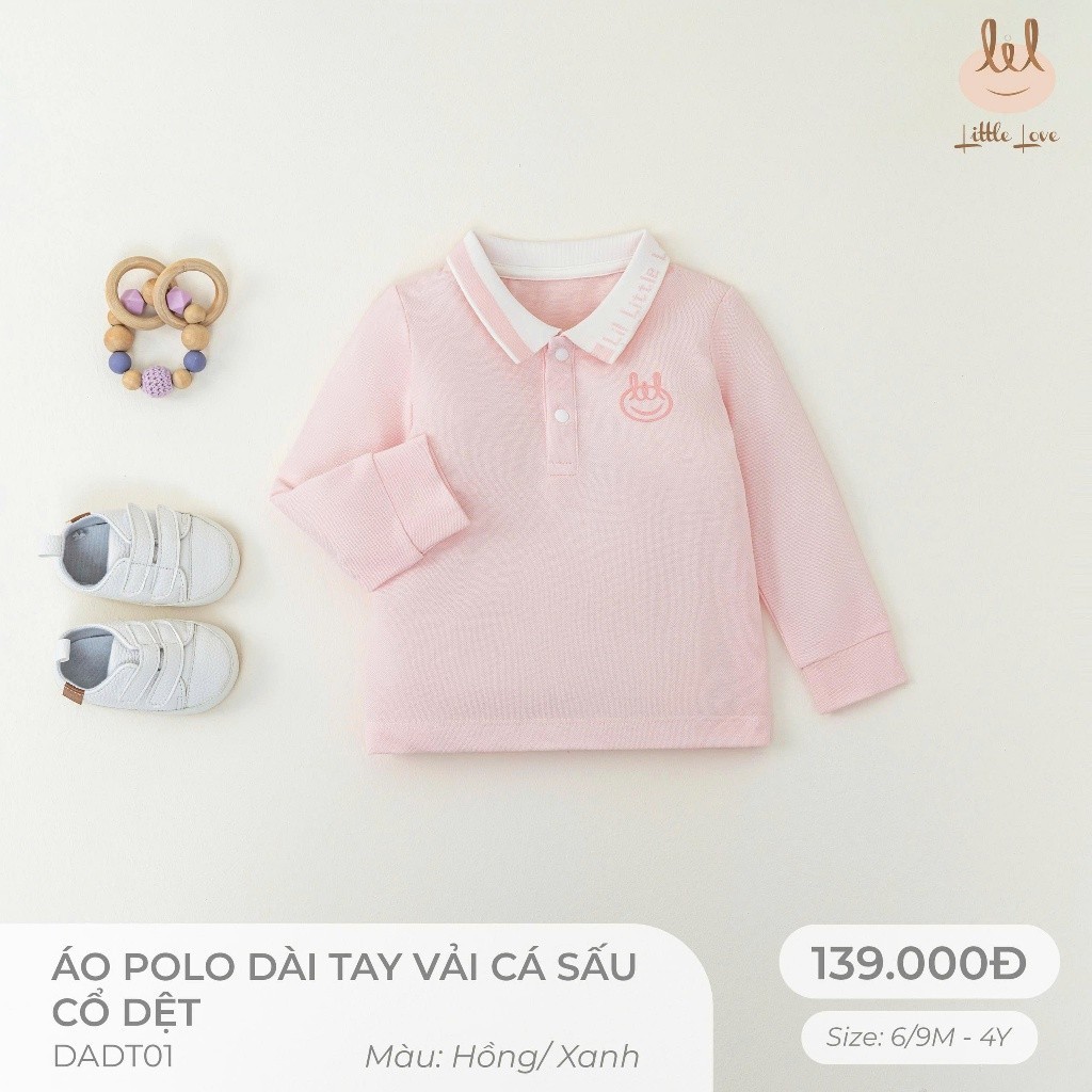 Áo Polo cá sấu dài tay cổ dệt dành cho bé Lil Little Love (DADT01)