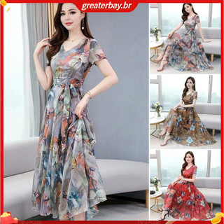 Đầm dài in họa tiết cổ điển, váy maxi chữ A hoa đẹp cho dạ hội prom, thiết kế sang trọng cổ V và buộc dây
