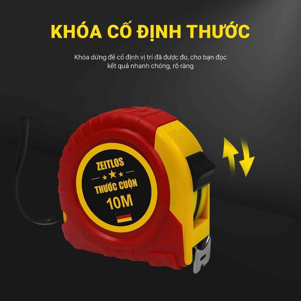 Thước cuộn, thước mét 5M-7.5M-10M Mỹ Linh loại một mặt có khóa, vỏ nhựa ABS chắc chắn, tiện lợi