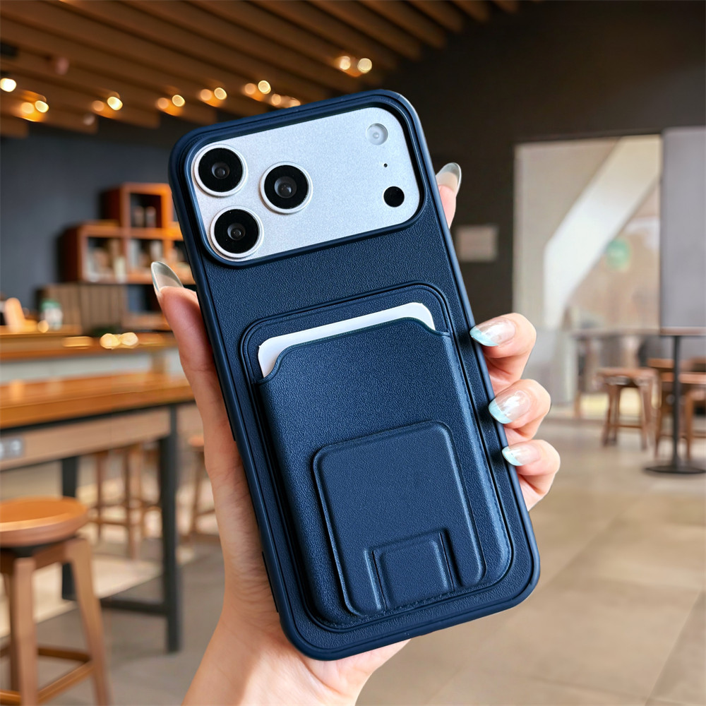 Ốp điện thoại đựng thẻ vuông đơn giản cho iPhone 17 Pro Max 13 14 15 16 pro max Bảo vệ ống kính chống rơi Vỏ cứng bảo vệ điện thoại