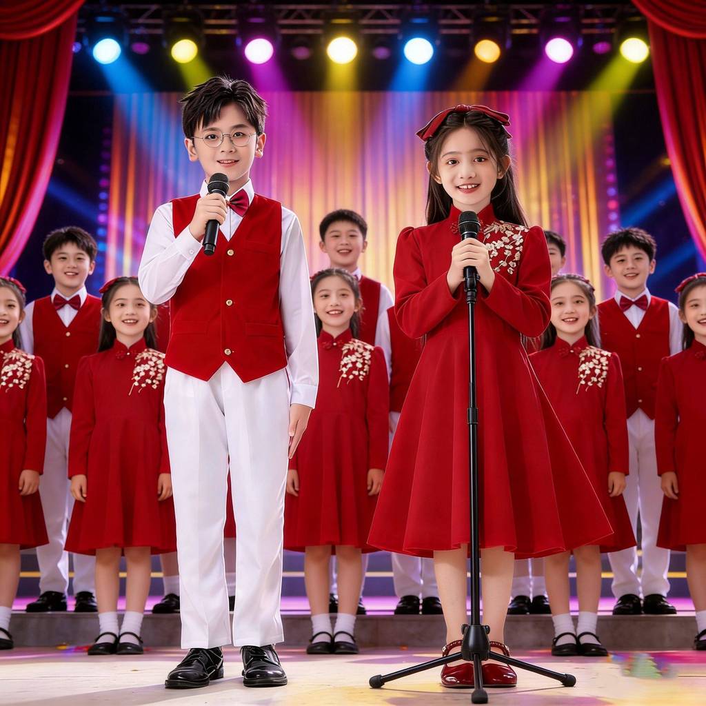 Trẻ Em Trình Diễn Trang Phục Hợp Âm Đỏ Yêu Nước Thơ Hồi Tưởng Học Sinh Tiểu Học Hiệu Suất Nhóm Bài Giảng Hát Tổ Quốc Đầm