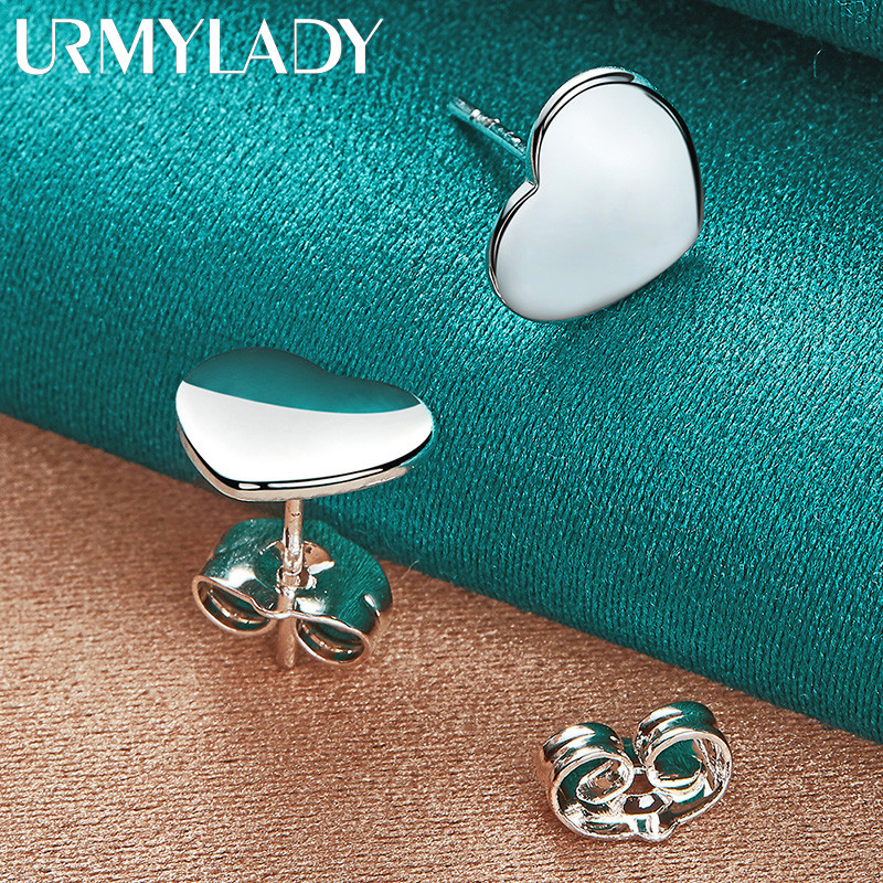 URMYLADY - Bông tai bạc 925 hình trái tim mịn, phù hợp tiệc cưới, trang sức thời thượng