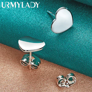 URMYLADY - Bông tai bạc 925 hình trái tim mịn, phù hợp tiệc cưới, trang sức thời thượng
