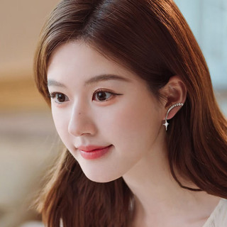 Bông tai bạc 925 kim zircon ngôi sao mặt dây chuyền phong cách Hàn Quốc đơn giản sang trọng