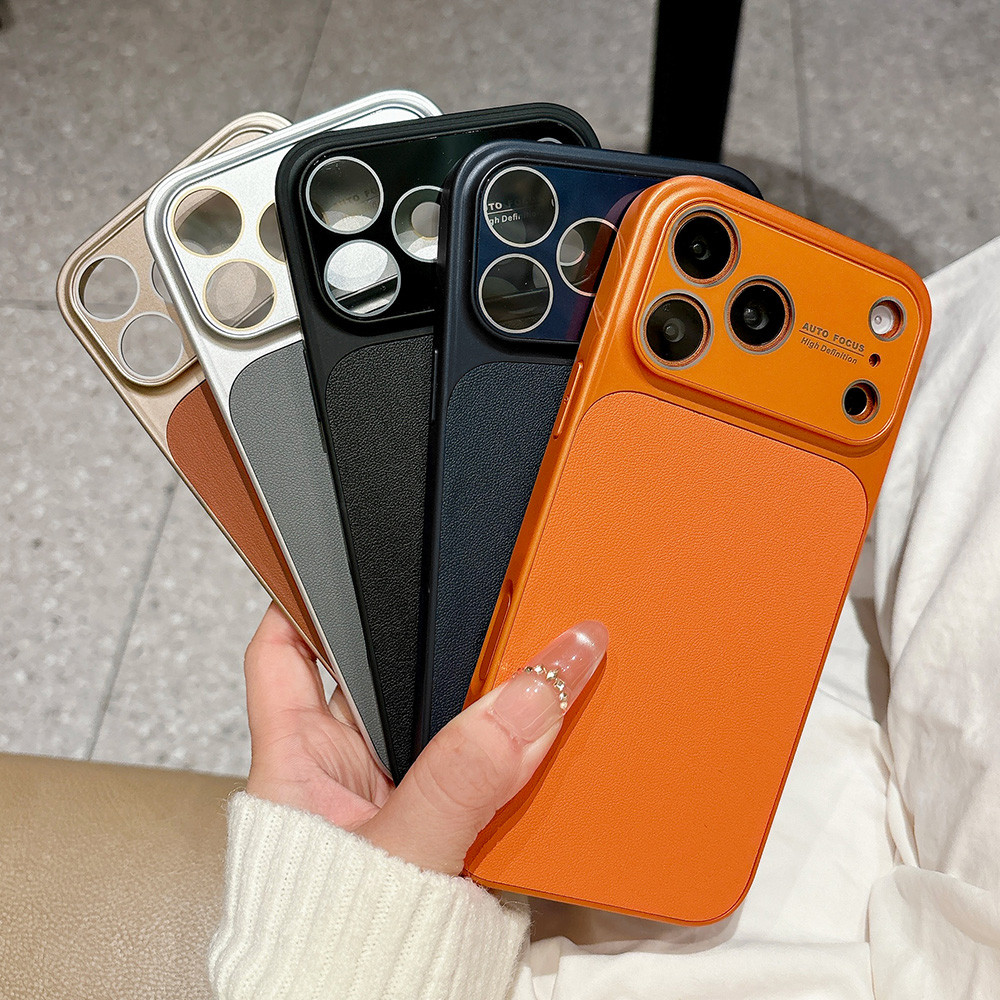 Ốp Điện Thoại Da Cửa Sổ Đơn Giản Cho iPhone 17 Pro Max 16 Plus 15 14 13 12 11 Vỏ Bảo Vệ Chống Sốc