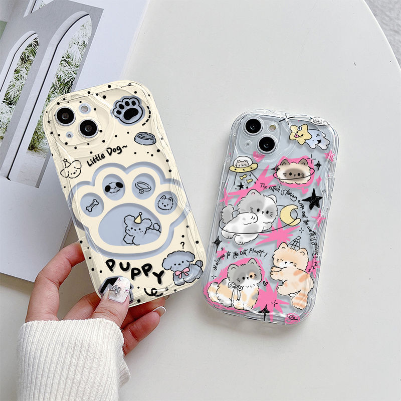 Ốp Lưng Kem Sóng Trong Suốt Cho Samsung Galaxy A06 A05 A05S A03 A03S A02S A15 A14 A13 A12 M12 A25 A23 A22 M32 A35 A55 A52S A51 A50S A30S Hình Chú Chó Nhỏ DPCE352 & DPCE353