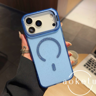 Ốp điện thoại từ tính giá đỡ ống kính lấp lánh sang trọng phù hợp cho iPhone 13 14 15 16 17 Pro max trong suốt tất cả các ốp lưng chống rơi