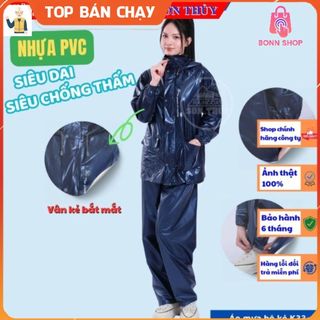 K33_Bộ áo mưa nhựa PVC kiểu mới K33 Sơn Thủy, Siêu dai, Siêu chống thấm, nhựa nguyên sinh không mùi dobaoholaodonghn