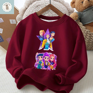 Áo sweatshirt mỏng cổ tròn, dáng rộng, thoải mái, in hình nhân vật hoạt hình, thích hợp mặc ngoài, mang không khí lễ hội