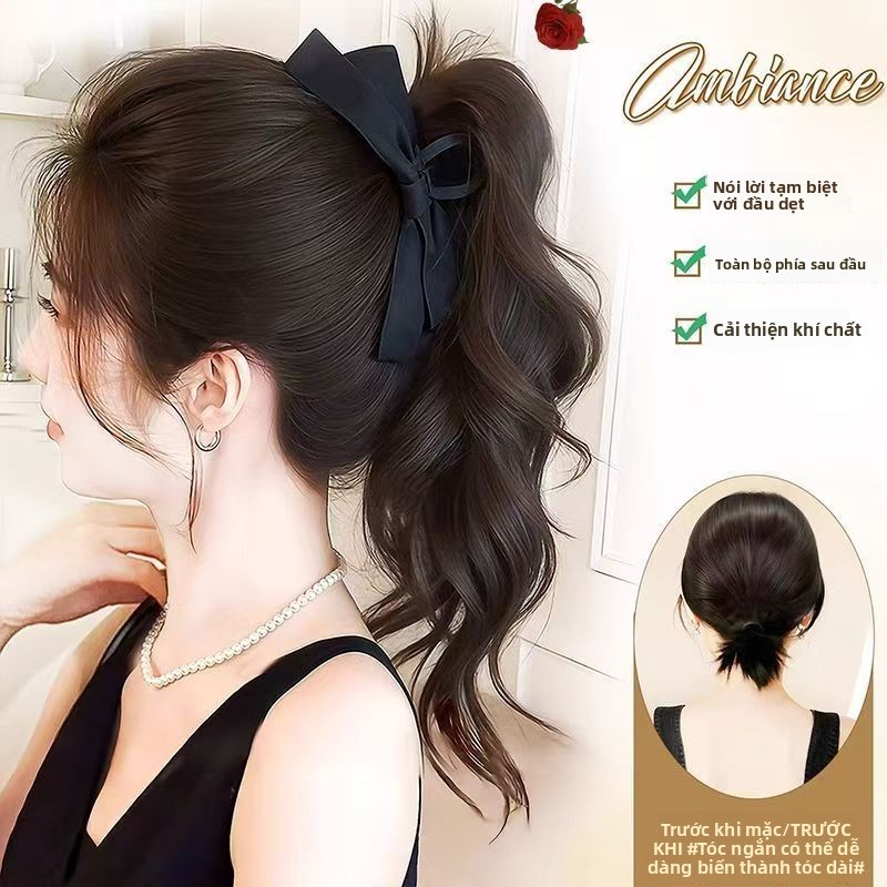 Tóc Giả Nối Đuôi Ngựa Tạo Đỉnh Đầu Cao,Kẹp Cài Có Nơ,Dây buộc tóc giả phong cách Hàn Quốc,Đội Là Đẹp Đi Làm Đi Chơi
