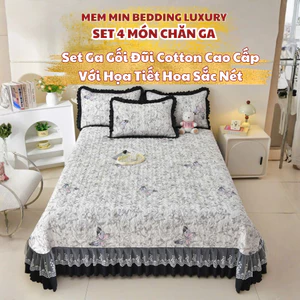 Set vỏ chăn ga gối chất liệu đũi cotton Memminbedding luxury có độ xốp nhẹ, càng sử dụng, chất vải càng mềm mại
