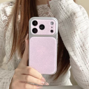 Ốp lưng cứng Acrylic Tương thích với iPhone 13 14 14Pro 14ProMax 15 15Pro 15ProMax 16 16Pro 16ProMax 17 17Pro 17ProMax Ốp họa tiết hoa hồng