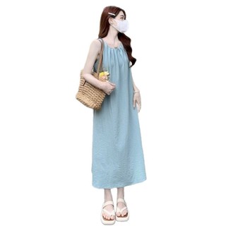 Đầm đi biển phong cách Pháp cho nữ, thiết kế mùa hè độc đáo, đầm tank không tay trẻ trung