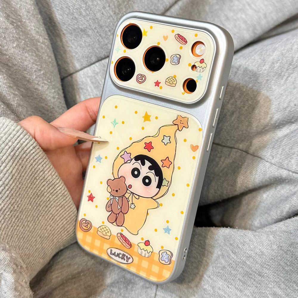Ốp điện thoại Acrylic mạ ngôi sao gấu 2 trong 1 cho iPhone 17 Pro Max 16 15 14 13 Vỏ bảo vệ chống sốc