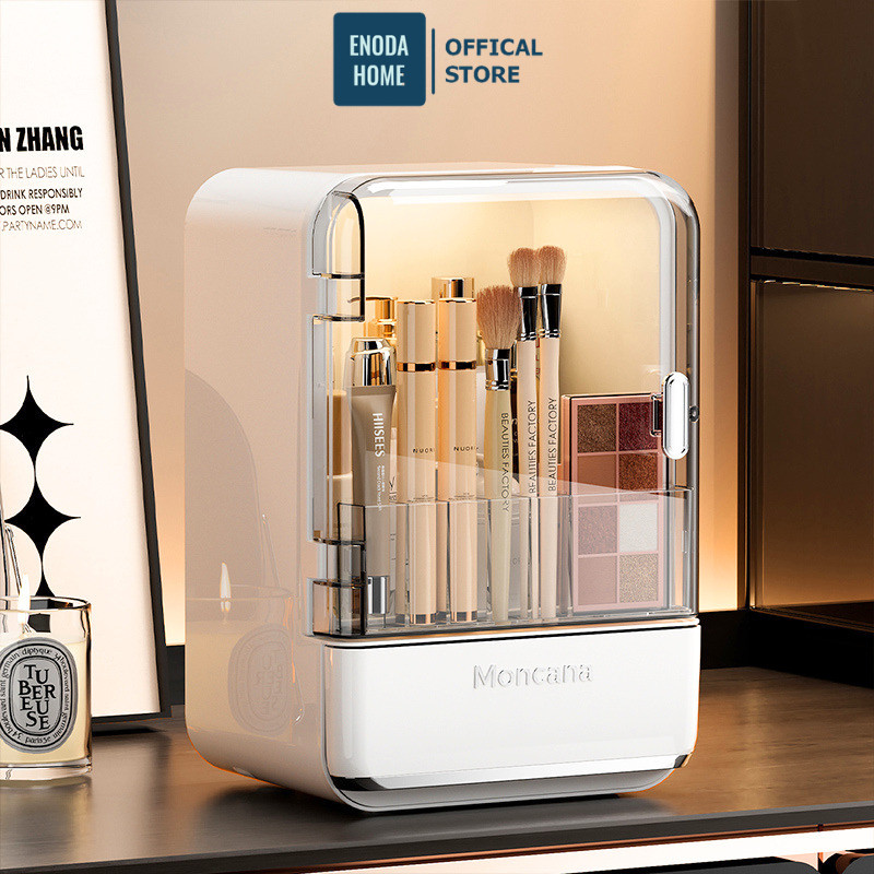 Tủ Kệ Cửa Trong Suốt Đựng Mỹ Phẩm ENODA HOME, Hộp Trong Suốt Đựng Đồ Makeup Trang Điểm 2 Ngăn Để Bàn R820