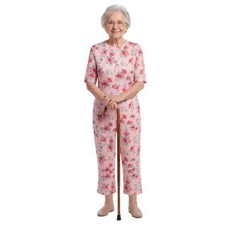 Yhong Phụ Nữ Người Cao Tuổi Điều Dưỡng In Hoa Jumpsuit Tay Ngắn Lưng Dây Kéo Lounging-phong Cách Chống Dải Áo Liền Quần Thích Ứng Cho Bệnh Alzheimer Nhu Cầu Đặc Biệt